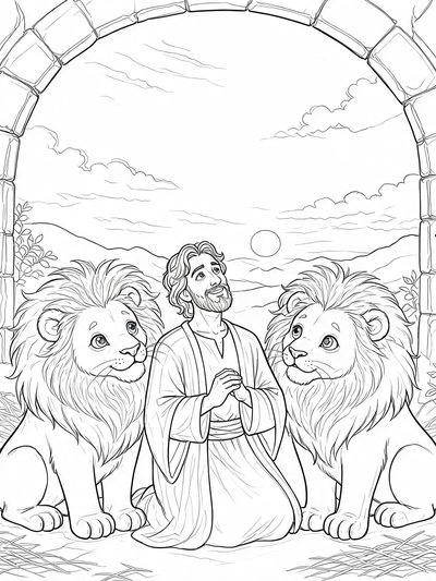 Preview of Daniel and the Lions coloring page