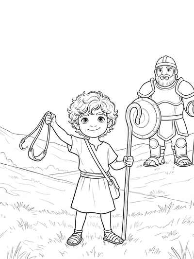 Preview of David and the Giant coloring page