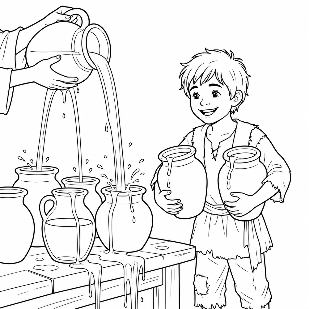 Preview of Elisha and the Widow's Oil coloring page