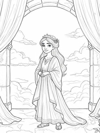 Preview of Esther the Brave Queen coloring page