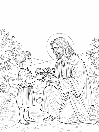 Preview of The Feeding of the 5,000 coloring page