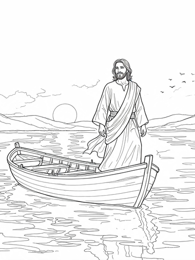 Preview of Jesus Calms the Storm coloring page
