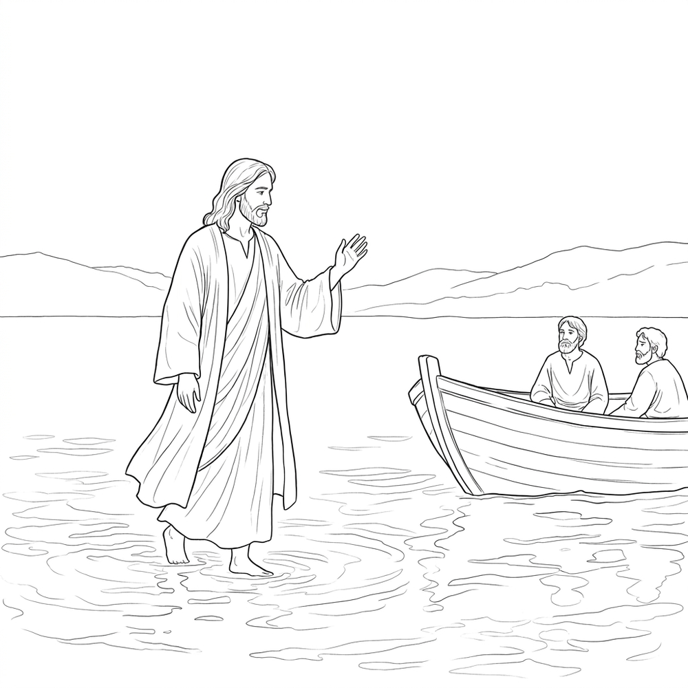 Preview of Jesus Walks on Water coloring page