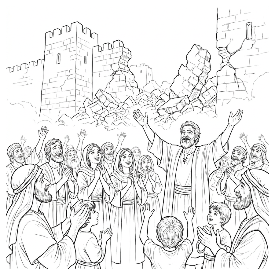 Preview of Joshua and Jericho coloring page