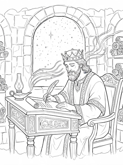 Preview of Solomon and Wisdom coloring page