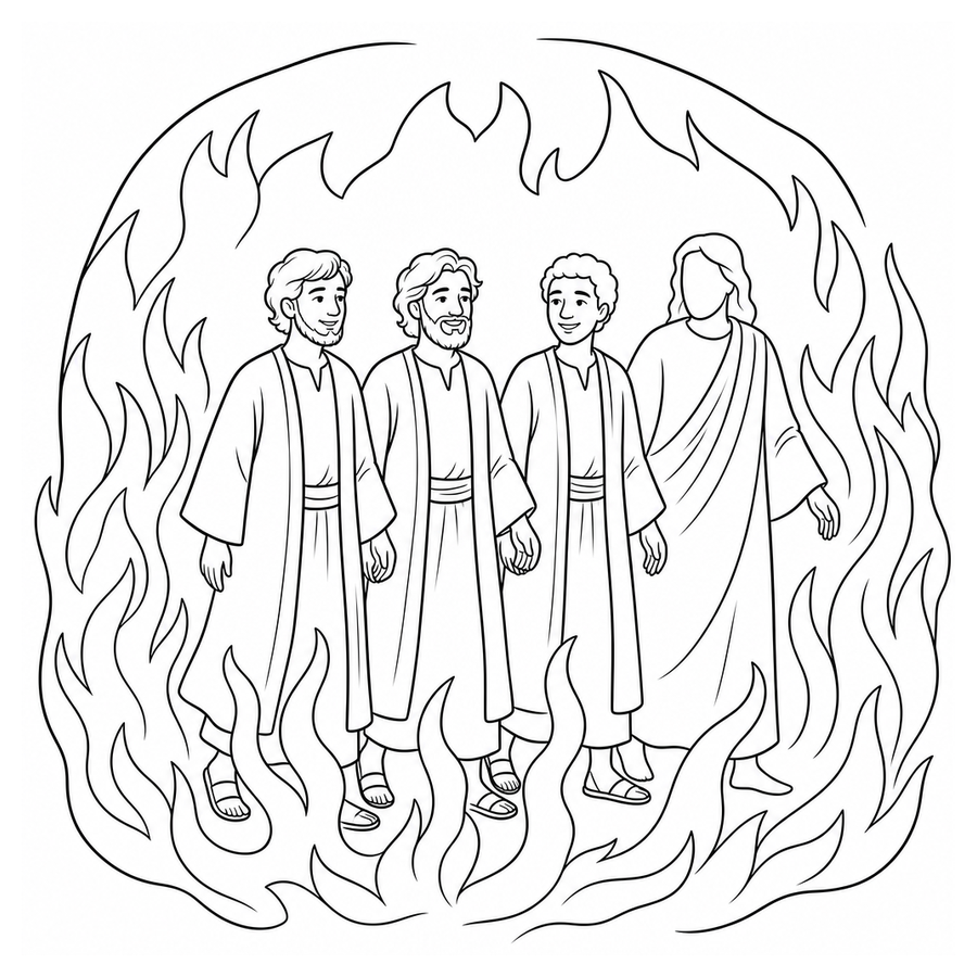 Preview of The Fiery Furnace coloring page