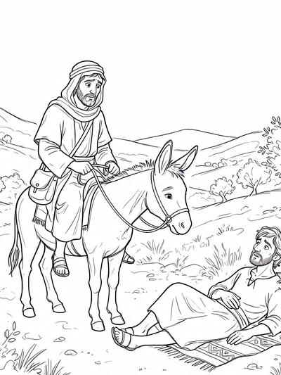 Preview of The Good Samaritan coloring page