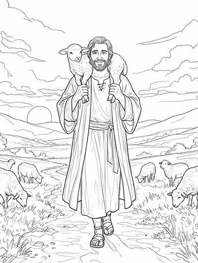 Preview of The Lost Sheep coloring page