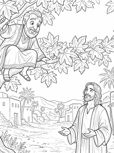 Preview of Zacchaeus coloring page